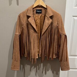 Chartou Women's Brown Fringe Leather Jacket